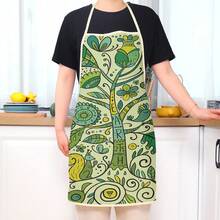One Tree Print Apron With Sleeveless Design Perfect For Home Cooking, Kitchen Apparel And Cooking Enthusiasts For Kitchen, Home, Restaurant, Coffee Shop, Barbecue - Multicolor - View 6