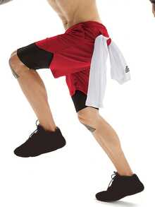 3-Piece Set Mens Running Shorts,2-In-1 Shorts,Workout Running Shorts For Men,7-Inch Gym Yoga Outdoor Sports Shorts - Black+Red+Navy - View 6