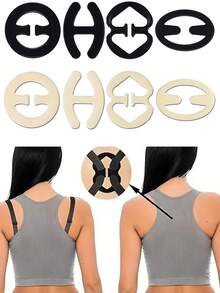8 件/4 件胸罩肩带夹、后背胸罩夹、防滑胸罩肩带固定器、胸罩扣、适用于婚宴瑜伽服隐形肩带 - 乳沟控制、A-黑色-米色夏季清凉、海滩、旅行
