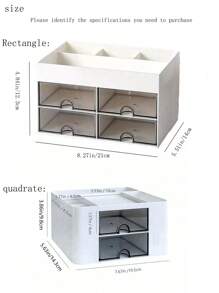 1 pieza Caja de almacenamiento para escritorio, con 4 cajones, caja de almacenamiento para bolígrafos y tarjetas de escritorio, apta para escritorios, cajas de almacenamiento de cosméticos, accesorios de escritorio de oficina, apta para oficinas, hogares, escuelas. Útil para vuelta al cole, útiles escolares, estuche para lápices, bolsa escolar
