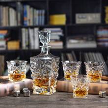 1 pièce / 2 pièces / 4 pièces / 5 pièces Ensemble de carafe à whisky de 900 ml / 30 oz, design créatif brillant. Bouteille et verre de whisky de luxe avec effet de glace fissurée, convient pour le brandy, le rhum, la téquila, la vodka, pour usage à la maison, en bar et en fête. Cadeau pour père, mari, petit-ami