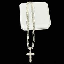 Inlaid Rhinestone Large Hole Thick Cross Pendant Necklace Personalized And Versatile Cuban Chain Luxury 18k Plated Alloy White/Yellow European And American Cool Upgraded Version Large Heavy Design Music Festival - 214nanhai-cross - View 17