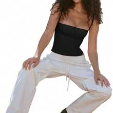 Women Y2K Square Neck Sleeveless Crop Tank Tops Solid Color Backless Spaghetti Strap Crop Camisole Summer Going Out Top - màu đen - Xem 10