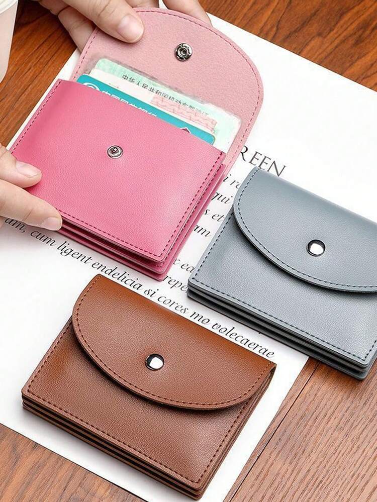 Pequeña cartera minimalista con cierre de plata, monedero de gran capacidad, portamonedas compacto de alta calidad - Multicolor - Añade 4