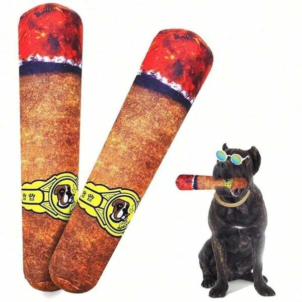 1pc Plush Dog Toy, Cute Dog Birthday Gift, Dog Chew Toy For Medium & Large Dogs (Cigar Shape)