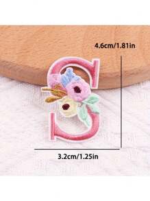 1 pieza, Parche bordado con flores para planchar con letras (A-Z), apliques decorativos para DIY en decoración de ropa, material de tela, calcomanías para ropa