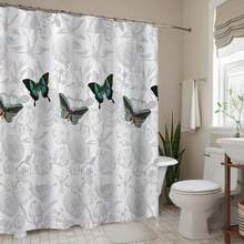 1pc Butterfly Patterned Waterproof Bathroom Shower Curtain, Machine Washable Fabricbathroom Decor Summer - Multicolor - View 12