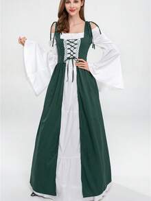 Women's Vintage European Royal Palace Princess/Queen Costume, Suitable For Drama Stage Play Performance, Holiday Costume Halloween, Party Dress - Green - View 3