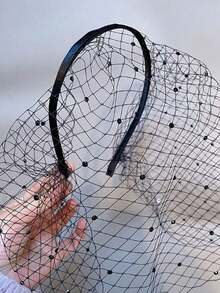 1/2件套优雅网状头饰，黑色水晶水钻，20世纪20年代手工头饰，复古鸟笼面纱网状头饰，手工制作，适合女士新娘婚礼、下午茶会、鸡尾酒会、化装舞会、葬礼等场合，20世纪50年代至60年代舞会头饰面纱 - 彩色 - 查看 6