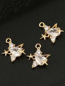 1pc/3pcs DIY Jewelry Accessories, Star Shaped Zirconia Inlaid Shiny Pendant, Multifunctional Jewelry Pendant - DIY Star Accessories - View 9