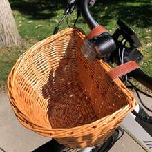 Cesta delantera de bicicleta de mimbre para mujeres y hombres, cesta de bicicleta tejida a mano, cesta delantera desmontable de mimbre para manillar de bicicleta. Se adapta a la mayoría de las bicicletas, bicicletas de paseo, bicicletas eléctricas, bicicletas de carretera, contenedor de almacenamiento para el manillar con 2 correas ajustables. - Marrón - Ver 9