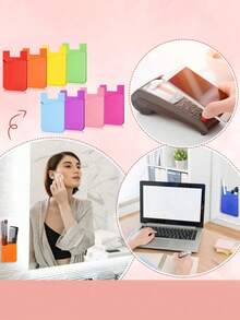 Cell Phone Wallet Silicone Stick On Card Holder Back Phone Adhesive Back Of Cell Phone Wallet For Check ID Business Card Compatible Works With Most Smartphones Minimalist Universal Adhesive Phone Back Bag Phone Back Wallet Pocket Compatible With Most Smartphones And Protective Cases Card Covers For Vacation Card Holder Wallet Business Card Holder Credit Card Holder Women For Women For Men Card Wallet Cell Phone Purse Cellphone Bag - View 2