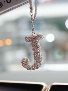 1 件 A-Z 形水钻汽车后视镜挂饰，适用于包包和汽车后视镜装饰