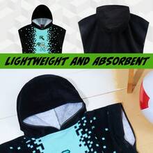 Minecraft Bath Towel With Hood And Changing Robe Absorbent Creeper Poncho Swimming Shower Beach Holiday Essentials - Black - View 4