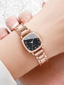 2pcs/Set Women Fashion Simple Square Dial Small Dial Quartz Wristwatches, Steel Band (Watch Box Not Included) - Multicolor - View 5