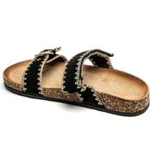 Sandals And Semelle Effet Liège Avec Brides Doubles And Boucle Réglable – Style Bohème Décontracté - Black - View 4