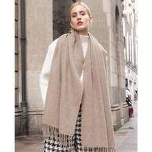 Cachecol Echarpe Feminino Pashmina Lenço Xale Longo Inverno - Areia Escuro - Visão 3