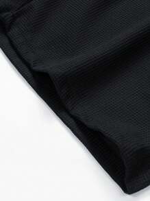 Conjunto deportivo informal de camiseta de manga corta y pantalón corto para hombre, color negro