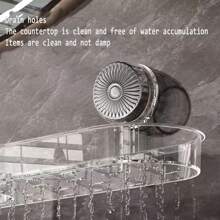 1pc Clear Plastic Suction Cup Bathroom Shelf - Wall-Mounted, No-Drill Storage Rack For Faucet & Toilet Essentials With Transparent Design, Ideal For Organizing Cosmetics And Accessories