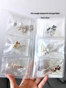 1Set Frosted Transparent Jewelry Storage Booklet With 30 Oxidation Resistant Storage Bags For Ring, Earring And Necklace Sorting And Organizing Container