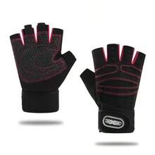 Muñequeras y guantes de levantamiento de pesas unisex para fitness, aptos para culturismo, ejercicios deportivos y ciclismo, con absorción de impactos - Rosa - Ver 3