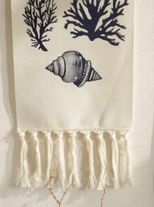 1Pc Nautical Seashell Tapestry Wall Hanging With Tassels – Coastal Beach Theme Coral Starfish Shell Banner For Bathroom Bedroom Living Room, Ocean Marine Vintage Wall Decor For Summer Coastal Cottage