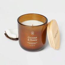 Amber Glass Wooden Wick Coconut And Honey Jar Candle 8oz - Threshold ™ - 1 - View 3
