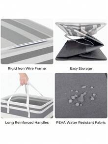 1 件 75L 便携式可折叠洗衣篮，带手柄，储物篮，可折叠洗衣篮，防水布折叠篮，用于存放衣服和玩具，带延长手柄和便携式可折叠设计，适用于家庭、宿舍、自助洗衣店，可用作袋子、衣物整理洗衣篮、洗衣篮浴室收纳篮、篮子 - 彩色 - 查看 6