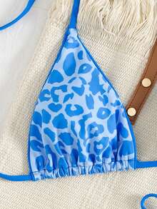 Bộ bikini hai mảnh họa tiết da báo dành cho nữ, kiểu dáng gợi cảm, thích hợp cho kỳ nghỉ hè ở bãi biển. - Màu xanh bạc hà - Xem 6