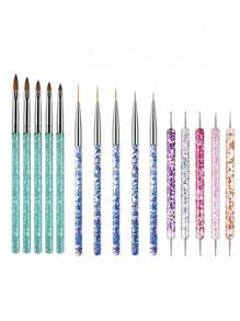 15-delige set nagelkunstkwasten, inclusief gelnagellakkwasten, nagelborstels en andere manicure-instrumenten