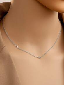 Tsnamer 1 件侧向首字母项链简约 26 个字母 A-Z 个性化名字颈链项链适合女士女孩搭配日常珠宝礼物 - 項鍊 - 查看 40