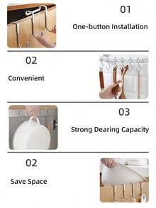 1pc Basic Living Stainless Steel Double S-Shaped Hook Rack Organizer For Behind The Door Drawer Kitchen Bathroom Storage Solution Heavy Duty Metal Hanger Stand With Finish Perfect For Home Organization - Multicolor - View 4