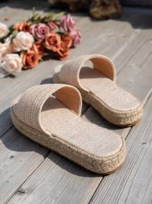 Sandales à plateforme pour femmes, sandales de loisirs pour vacances et voyages, à large largeur, à enfiler, avec semelle en corde pour une utilisation quotidienne