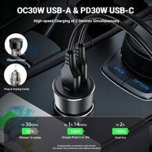 ACEFAST ACEFAST 60W Dual-Port Car Charger USB-C PD3.0 & USB-A QC3.0 Fast Charger Adapter For Phones Tablets
