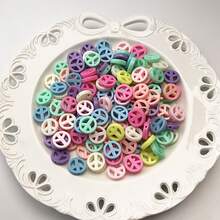 30/50 piezas Cuentas de acrílico de color caramelo de 14/16 mm con diseño de signo de la paz, suministros para hacer joyas DIY para pulseras y collares - Multicolor - Ver 9