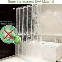 Fashionable EVA Water Cube Shower Curtain, Waterproof, Chemical-Free, Transparent Lining, No Hooks Included. Summer Bathroom Decor, New School Year Bathroom Accessory (This Product Is Lightweight, Please Note The Product Dimensions) - Multicolor - View 4