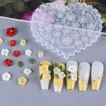 1PC Spring Flower Silicone Nail Mold, Tulip, Orchid And Leaf Pattern, Flower, Star, Mushroom Heart-Shaped Silicone Nail Mold - Suitable For UV Gel Resin Decoration, DIY Salon Quality Nail Products, DIY Nail Decoration Hand Tools, Carving Mold, Gel Printing Template, Nail Carving, 6 Different Styles To Choose From