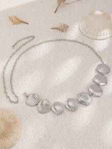 1pc Retro Exaggerated Spiral Disc Waist Chain, Bohemian Style Metal Shell Combination Waist Chain, Beach Holiday Party Jewelry Body Chain Accessory - Round Piece - View 10