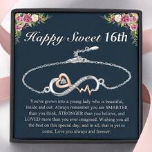 1pc 16th Infinity Heartbeat Bracelet With Card And Box Gift, 16th Birthday Gift - Happy Sweet 16th - View 1