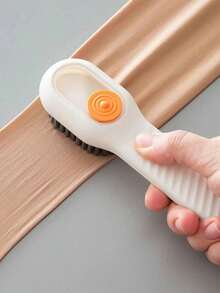 1 件白色多功能液体分配刷，适用于洗衣、家庭、宿舍、洗鞋和清洁，按压式自动加液鞋刷，情人节、情人节婚礼、生日 - 彩色 - 查看 2