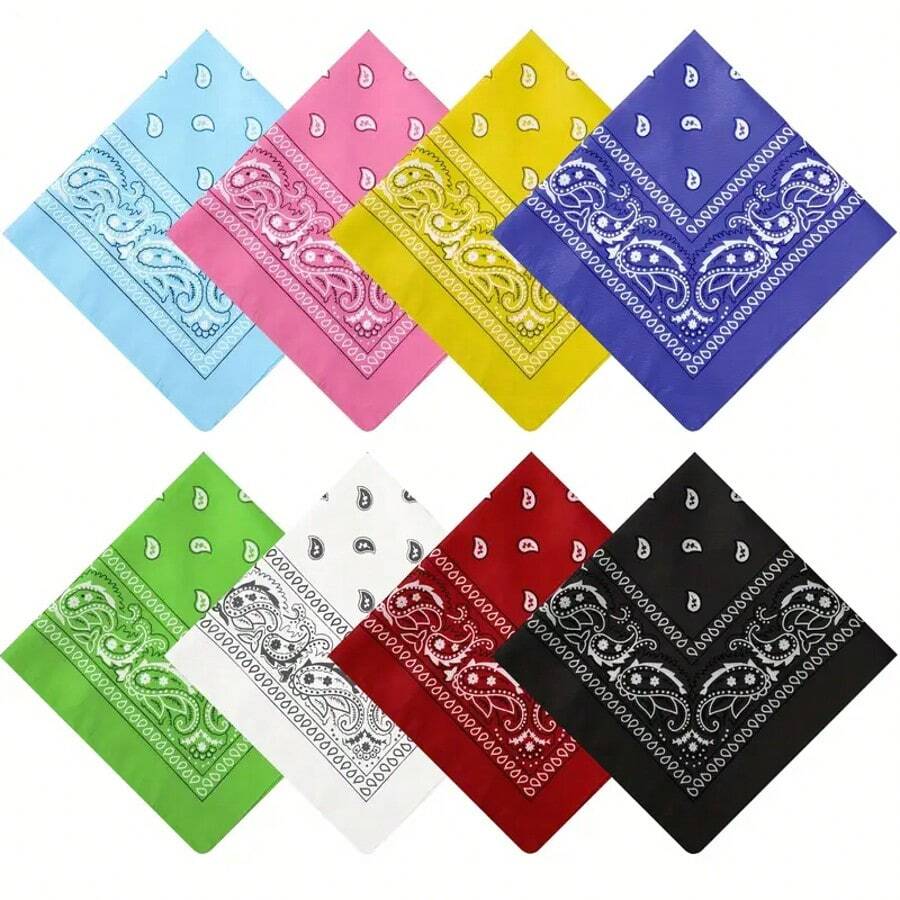 بندانا بطول 21 إنش مصنوع من البوليستر مزخرف بنقشة البيزلي متميزة بتصميم سريع الجفاف وماص للعرق، اختيار مثالي للهدايا