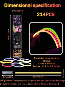 Bộ 214 que phát sáng dài 20cm, siêu sáng, có thể phát sáng trong bóng tối từ 9-13 giờ, có thể tự làm thành vòng tay, ly dự tiệc, vòng cổ, bông tai, quả cầu, thích hợp cho các bữa tiệc, tụ họp, quán bar, đám cưới, sinh nhật, câu lạc bộ đêm, buổi hòa nhạc, trang trí lễ hội, ý tưởng quà tặng cho nam giới, quà tặng cá nhân hóa, Ngày Valentine, Lễ Phục sinh, đồ dùng tiệc lễ hội, quà sinh nhật, trang trí năm mới. - bảy màu - Xem 3