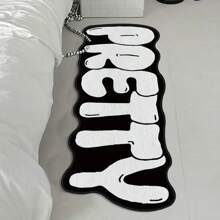 1 Stück Teppich aus Kunstkaschmir, lässiges, kreatives Schrift-Design, weich, rutschfeste Bodenmatte, geeignet für Wohnzimmer, Schlafzimmer, Winterdekoration, maschinenwaschbar (manuell gemessen, möglicher Fehler 1-3 cm)
