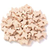 50 件天然木质星星、花朵、心形、圆形、蝴蝶形带孔，适合手工制作和 DIY 珠宝制作 - 多款式 - 查看 13