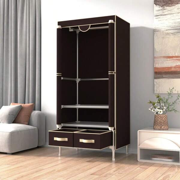 1pc Spring/Summer Attractive Wardrobe Storage Closet, 29-Inch Non-Woven Fabric Zipper Clothes Organizer With Accessory Boxes