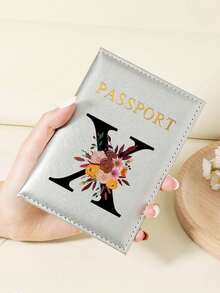 1pc A-Z 26 Letters Fashionable Letter Print Stylish Burgundy Passport Cover, Premium PU Leather Passport Wallet With Multi-Card Pockets For Credit Cards, Boarding Passes, And IDs Graduation - Burgundy - View 91