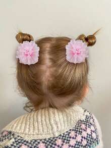 10pcs/Set Gradient Fabric Faux Flower Hair Clips For Girls, Beach Travel Holiday Photo Shoot Flower Decor DIY Hair Accessories Bangs Clips - Multicolor - View 8