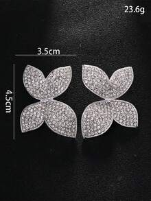 1 件新款水钻花朵颈链，优雅高端时尚日常/婚礼项圈项链，百搭锁骨链配饰 - 一對花耳環 - 查看 14