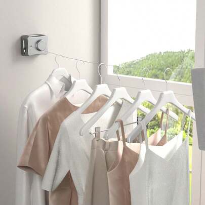 1 pièce Étendoir rétractable invisible, support à linge en acier pour l'intérieur, la salle de bain, le balcon sans perçage