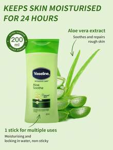 Vaseline 1瓶200毫升凡士林芦荟润肤乳，保湿、舒缓、修护，蕴含芦荟提取物和微晶冰霜，清爽保湿，适合干性和敏感性肌肤，日常身体护理 - 身體乳200ml 蘆薈 - 查看 2